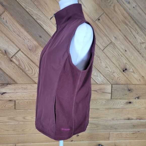 Columbia Sportwear Womens Size Large Full Zip Vest Stand Collar Pockets Maroon - Picture 5 of 8